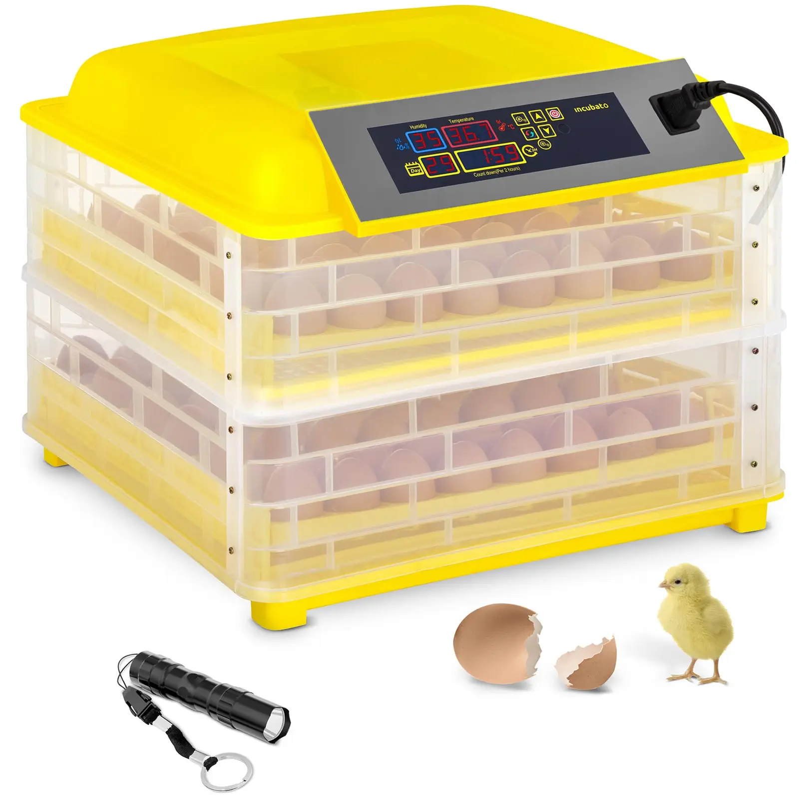 Инкубатор за яйца - 112 яйца - вкл. свещник за яйца - напълно автоматичен