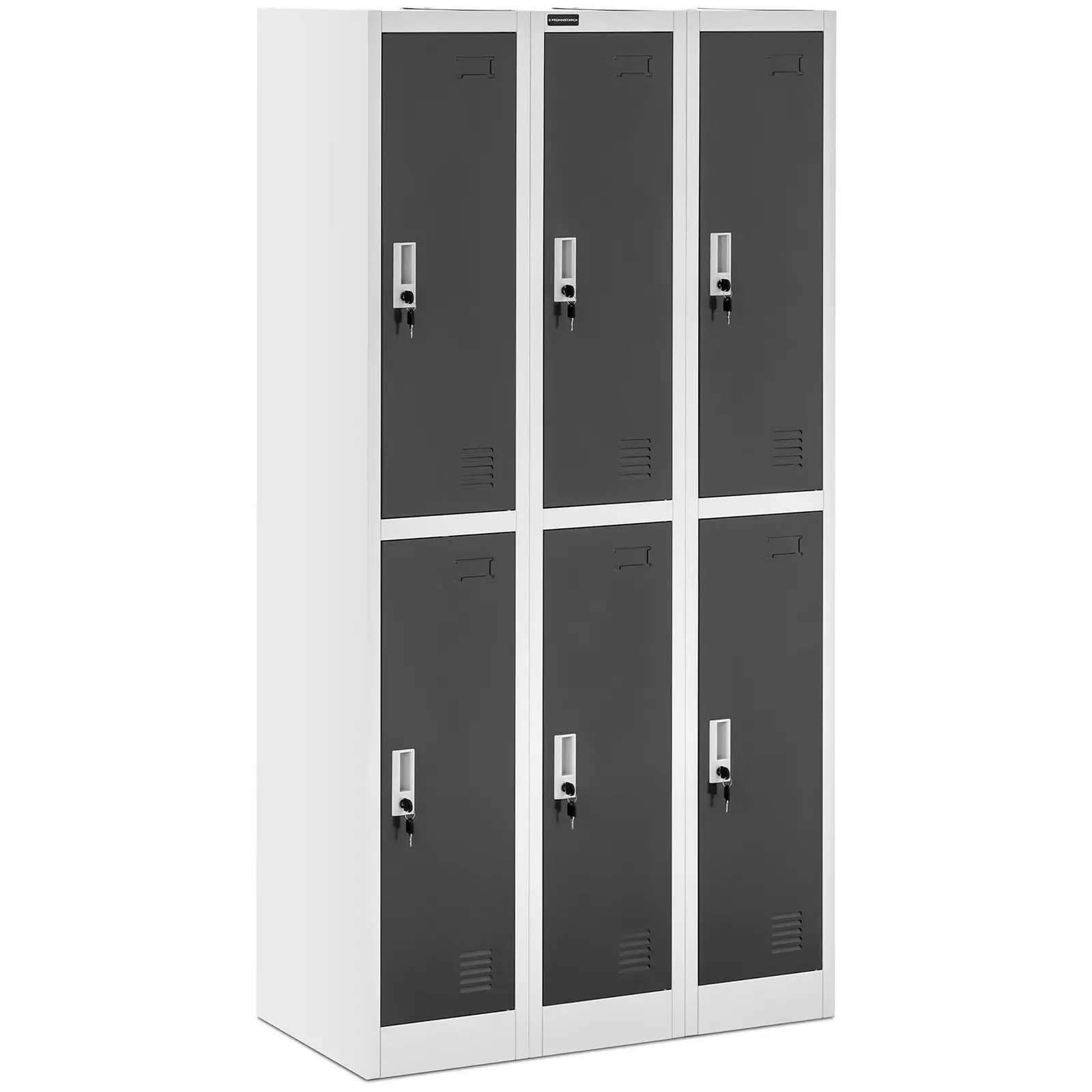 Метален шкаф за съхранение - 6 шкафчета - сив