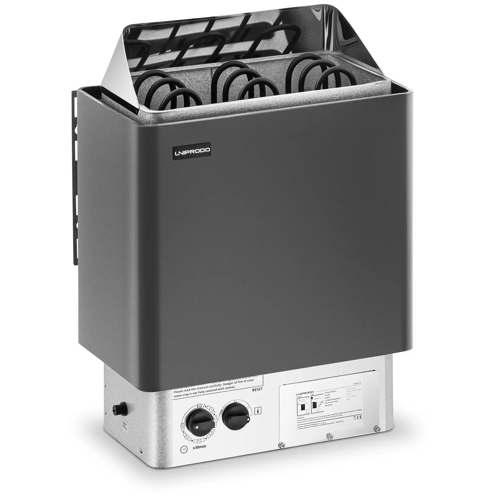 Печка за сауна - 4,5 kW - 30 до 110 °C - вкл. контролен панел