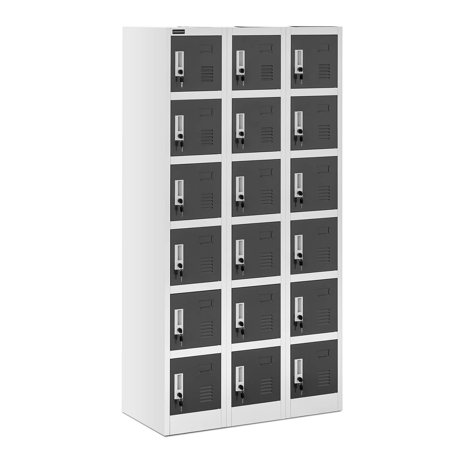 Метален шкаф за съхранение - 18 шкафчета - сив