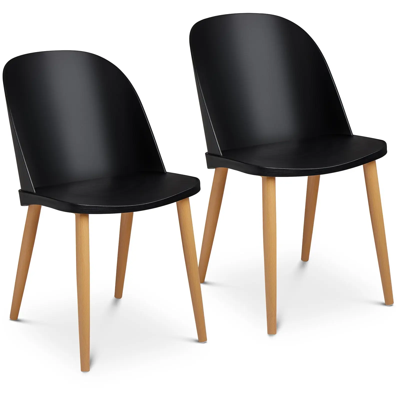 Стол - комплект 2 - до 150 кг - седалка 43,5 х 43 см - черен - прозрачен гръб