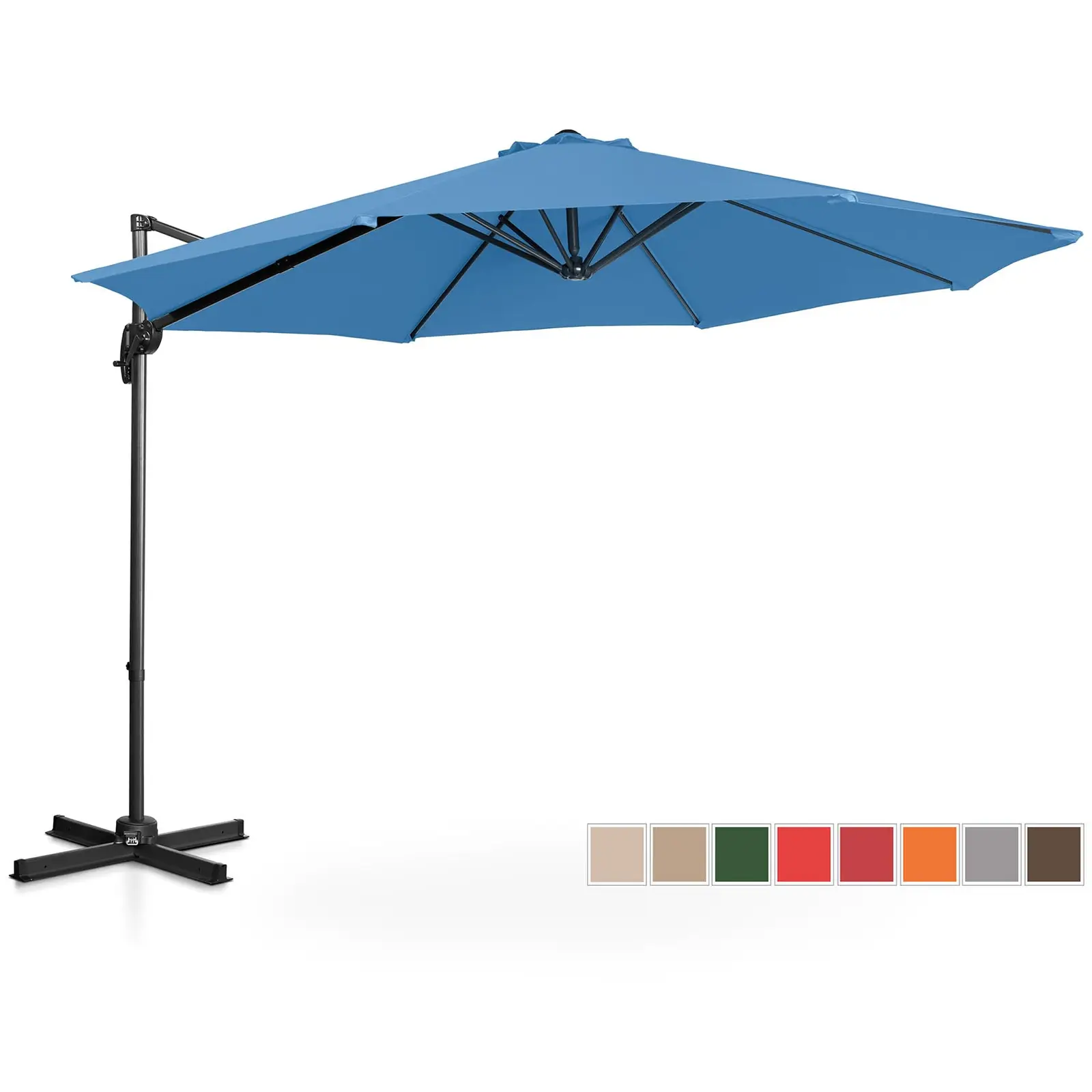 Градински чадър - Син - Кръгъл - Ø 300 см - Накланящ се и въртящ се