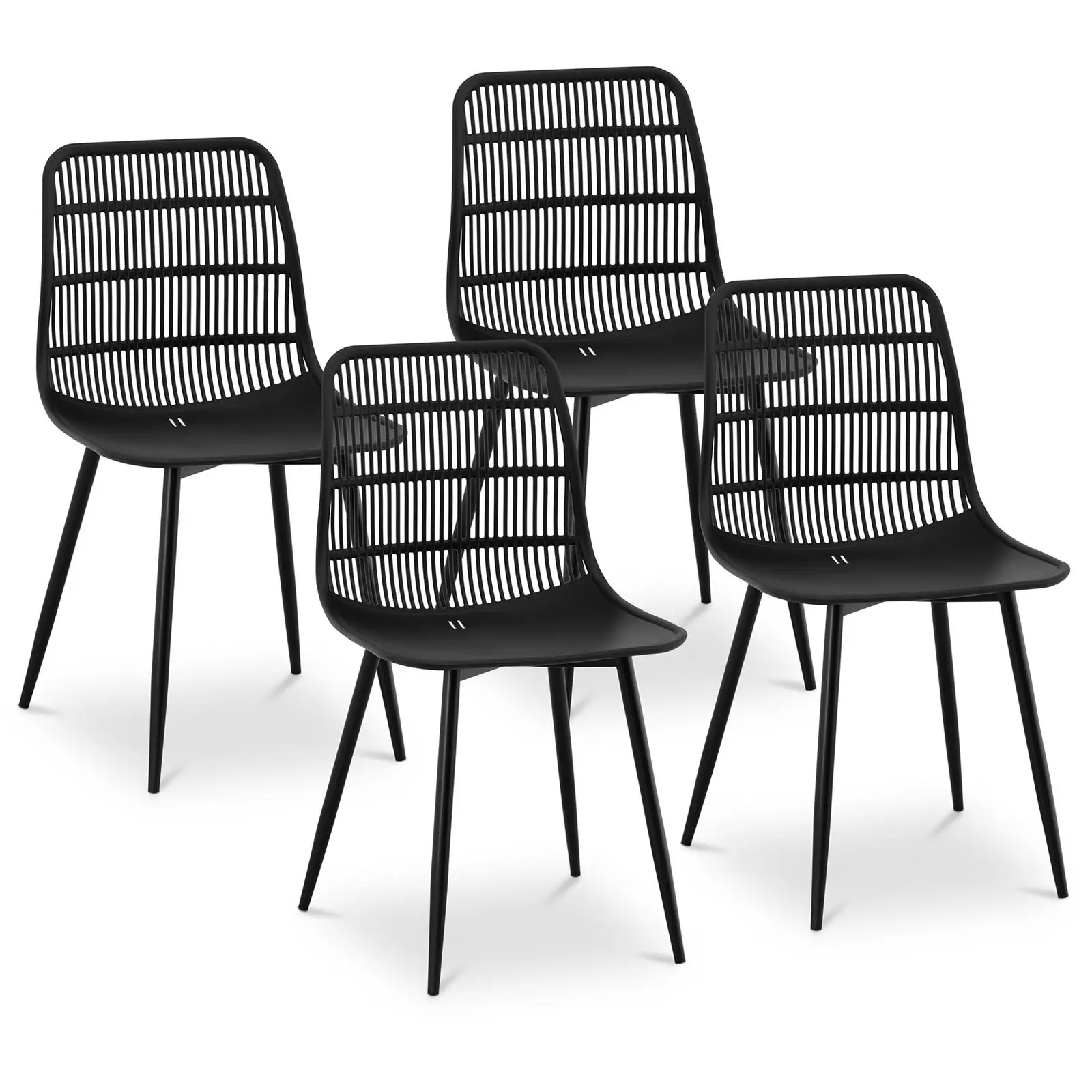 Стол - комплект 4 - до 150 кг - седалка 46,5 х 45,5 см - черен