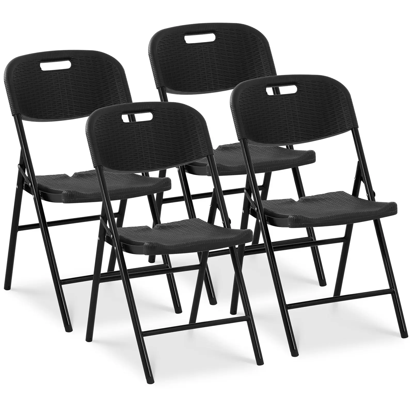 Сгъваеми столове - комплект от 4 броя - Royal Catering - 180 кг - площ за сядане: 52 x 36 см - черен