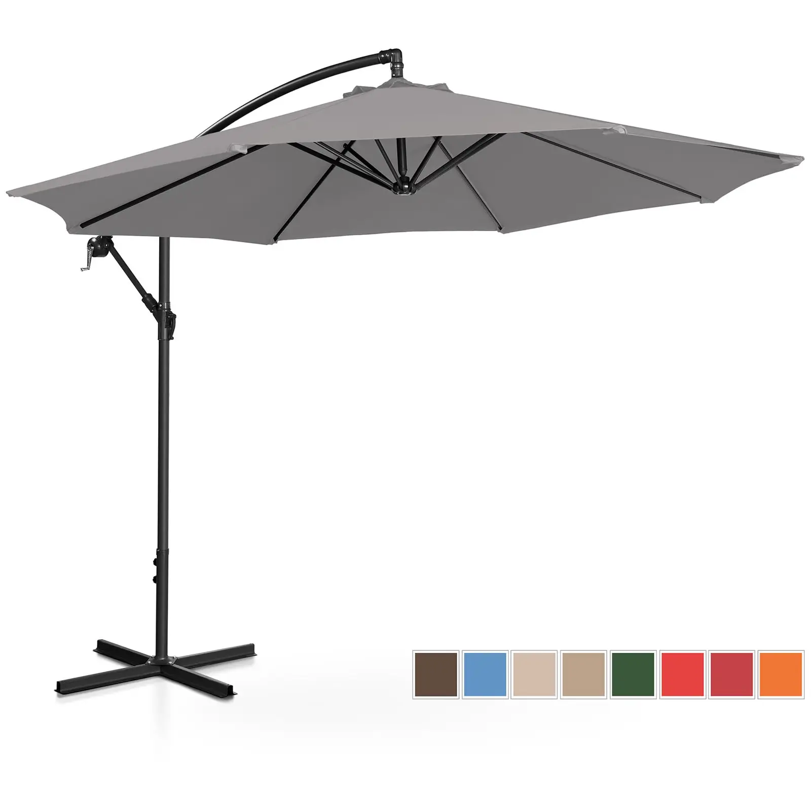 Градински чадър - тъмно сив - кръгъл - Ø 300 см - с възможност за накланяне