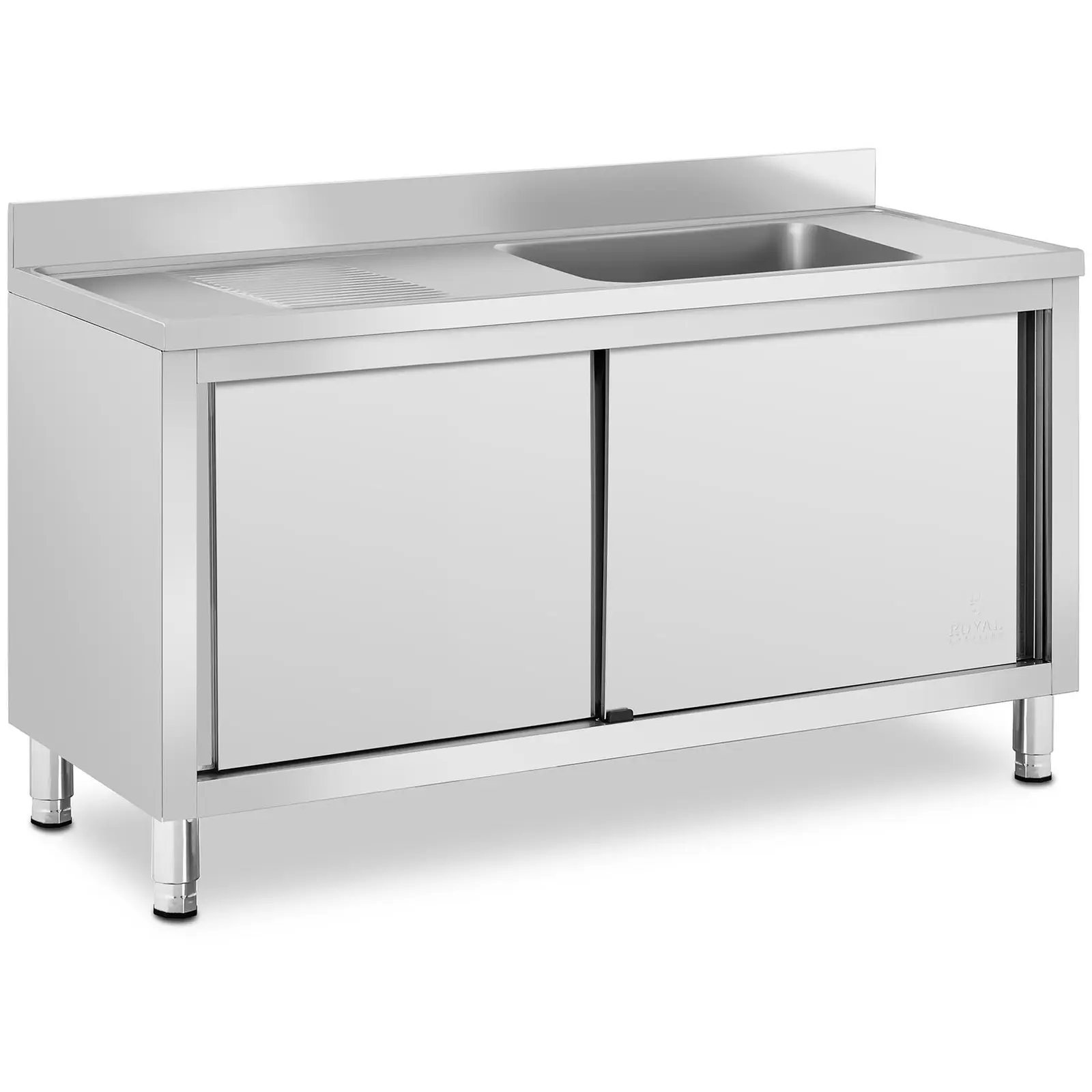 Кухненска мивка с шкаф за търговски цели - 1 мивка - Royal Catering - Неръждаема стомана - 500 x 400 x 240 мм