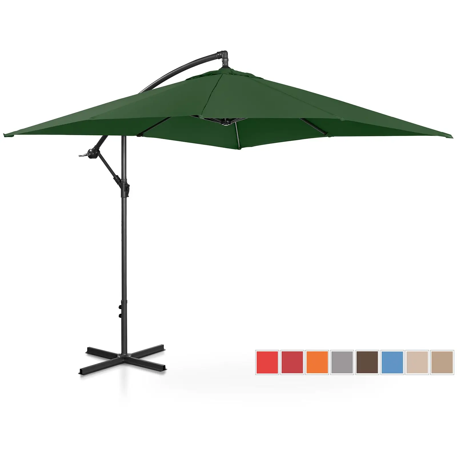 Градински чадър - Зелен - Квадратен - 250 х 250 см - Накланящ се