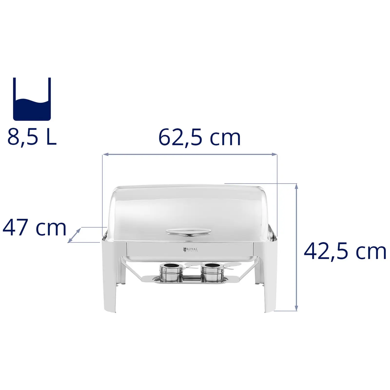 Chafing Dish - 1/1 GN - Royal Catering - 8.5 L - 2 горивни клетки - горна част