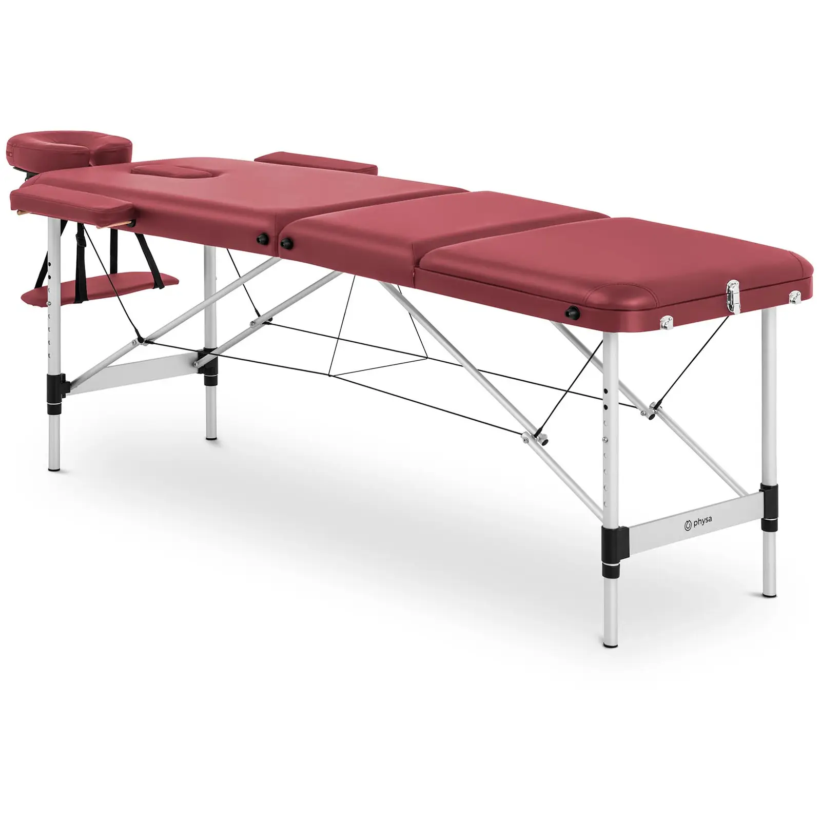Сгъваема масажна маса - 185 x 60 x 60-81 см - 180 кг - червена
