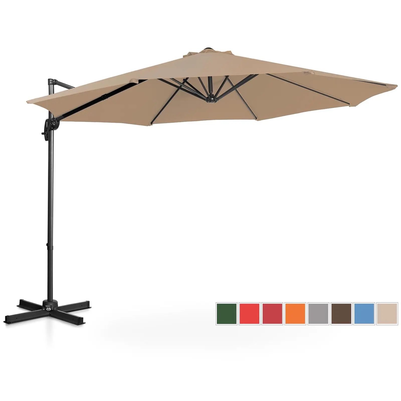 Градински чадър - Taupe - кръгъл - Ø 300 см - накланящ се и въртящ се